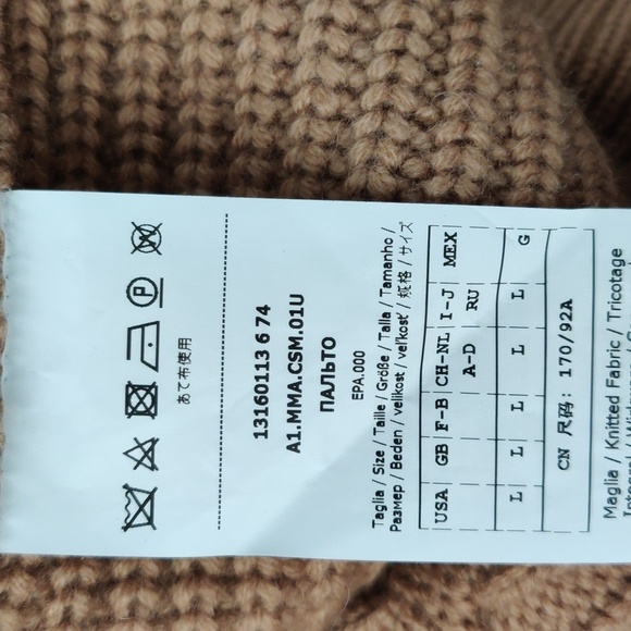 Max Mara Rumena Double Breasted Cashmere Cable Knit Coat Camel Large - Picture 11 of 12